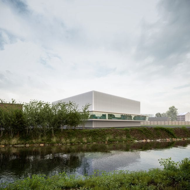 Vue 3D de la cour de justice de Caen par Baumschlager Eberle