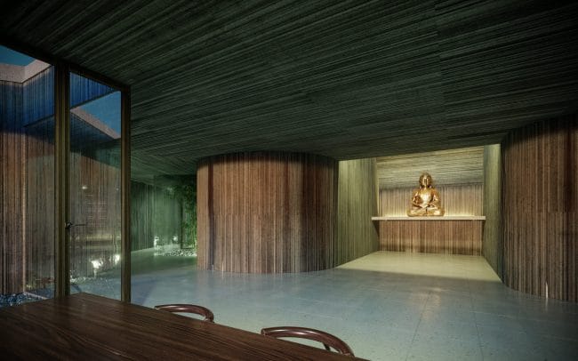 visualisation d'un temple bouddhiste conçu par ArchStudio