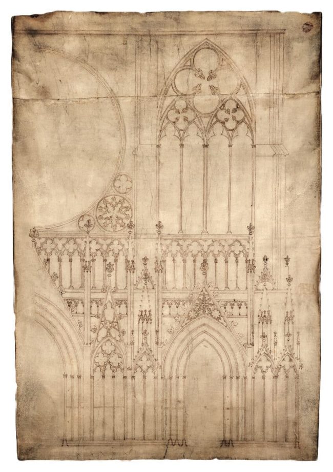 Plan de la façade de la cathédrale de Strasbourg (1260)