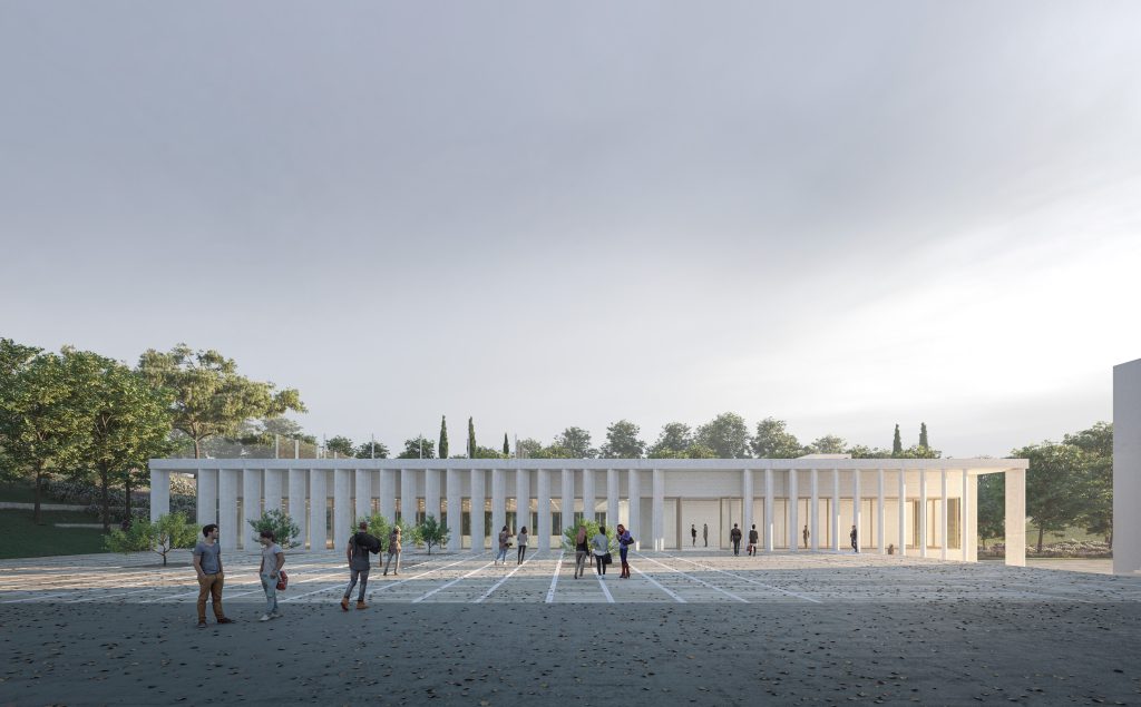 Perspective 3D d’un centre sportif à Madrid pour Septembre architecture