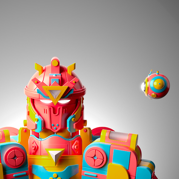 Vidéo 3D d'un robot et de sont robot de compagnie