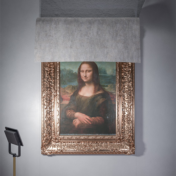 The famous Mona Lisa in a construction site